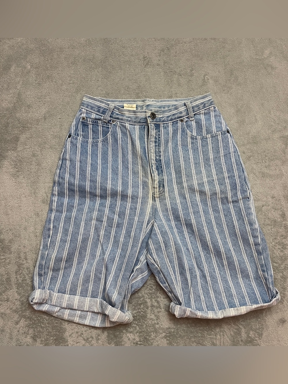 Vintage 90s Skoozi Women's Size 11 Striped Colorful Preppy Denim Shorts